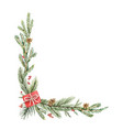 watercolor christmas decorative corner vector image
