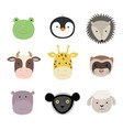 set of cute funny animals frog sheep cow vector image