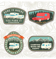 set rv camping badges patches concept vector image