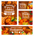 thanksgiving day greeting card template set vector image