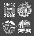 monochrome vintage surfing badges set vector image