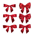 realistic red bow isolated on white element vector image vector image