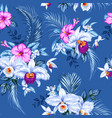 seamless tropical background with white orchids vector image vector image
