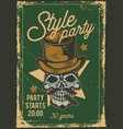 a skull with cigarette and hat vector image vector image