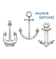 isolated vintage marine anchors in sketch style vector image