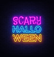 scary halloween neon text design template vector image vector image