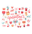 valentine s day elements set with calligraphy vector image