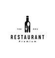 wine bottle with cutlery logo alcohol icon vector image