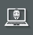 anonymous mask on laptop screen vector image vector image