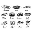 fast food sketches set hand drawn vector image