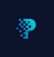 p letter icon logo logotype modernminimal tech vector image