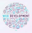 web development concept in circle vector image