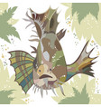abstract with exotic fish and leaves vector image