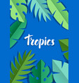 background with paper palm leaves vector image