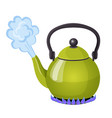 Cute whistling kettle cartoon Royalty Free Vector Image