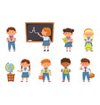 cartoon school kids in uniform elementary vector image
