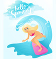 detailed flat blonde surfer vector image