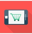 smartphone flat design shopping basket icon vector image