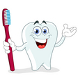 cartoon tooth with toothbrush vector image vector image