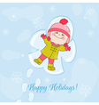 christmas snow angel baby card vector image