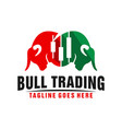 two bull heads logo trading business vector image