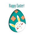greeting card with happy easter - rabbit and egg vector image