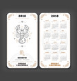 scorpio 2018 year zodiac calendar pocket size vector image