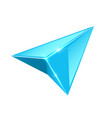 blue glossy crystal navigation 3d gps arrow vector image