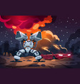 cartoon game war alien robots battle landscape vector image vector image