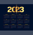golden 2023 printable calendar for office desk vector image