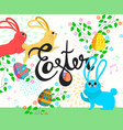 happy easter bunny in spring season vector image
