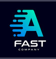 modern fast letter a logo this font with speed vector image vector image