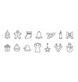 christmas icon in line style gift tree decoration vector image