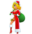sexy blond christmas girl vector image vector image