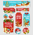 christmas sale tag discount label and shop card vector image