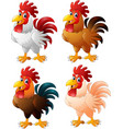 cartoon funny rooster collection set vector image vector image