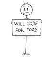 cartoon of sad hungry unemployed man holding vector image