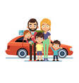 family car happy young parents father mother kids vector image