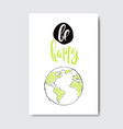 happy earth day cute hand drawn greeting card vector image vector image