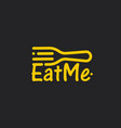 linear fork with eat me text line art icon vector image