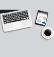minimal office with computer and a cup of coffee vector image