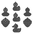 set black and white images with a toy duck vector image