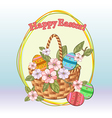easter basket with flowers vector image
