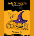 halloween hand drawn poster vector image vector image