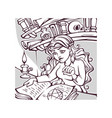 studding witch young lady reading a magic book vector image vector image