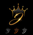 golden monogram crown initial letter j vector image vector image