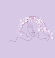 abstract face woman continuous one line vector image