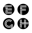 capital letters e f g h in a black circle vector image