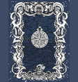 antique baroque frame with sea landscape vector image