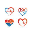 elegant heart and ekg outline logo design template vector image